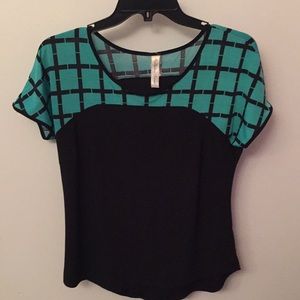 Black and green blouse